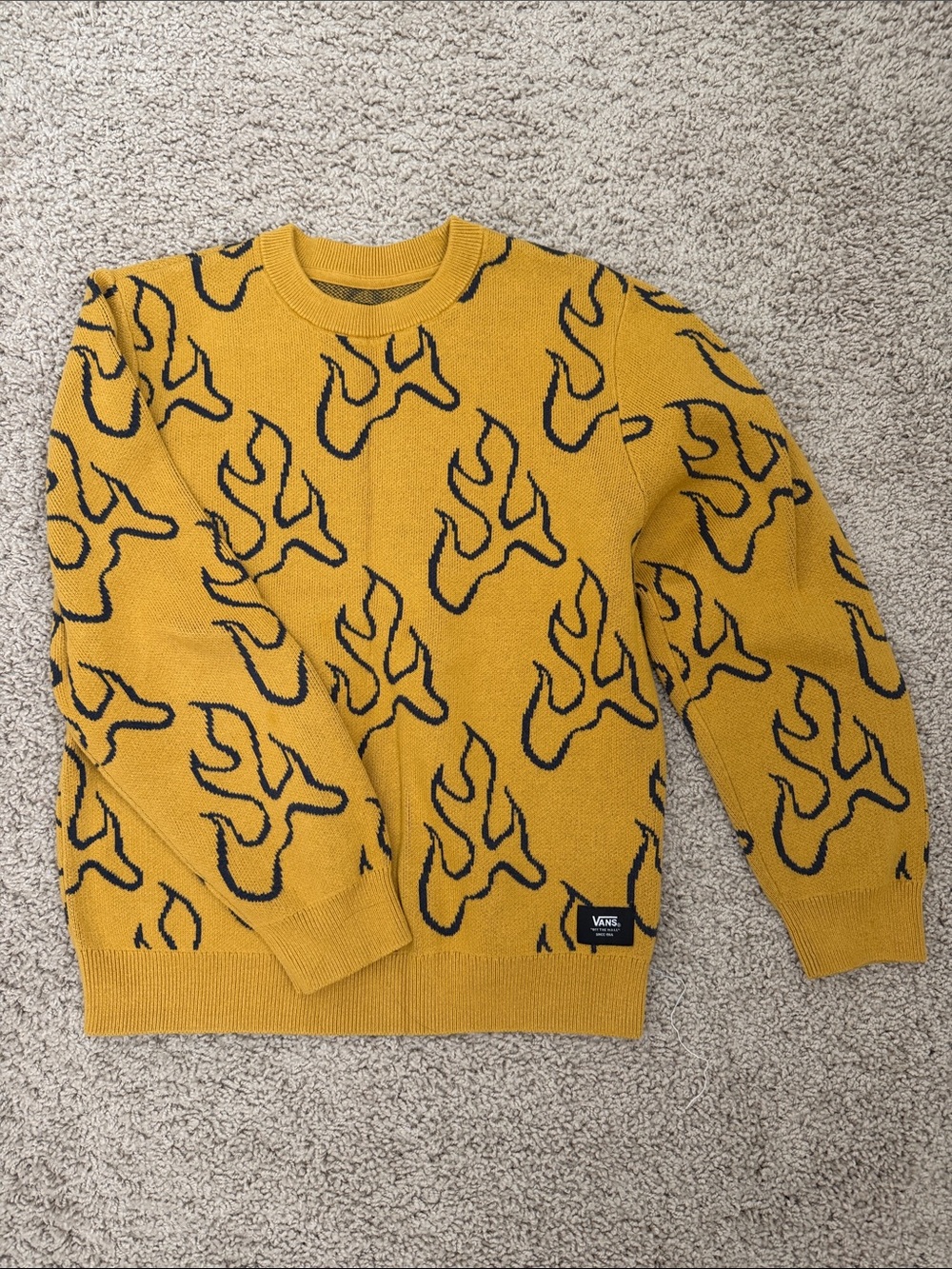 Vans Mustard Knit Flame-Pattern Sweater